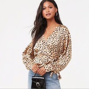 Leopard Print Wrap Top
